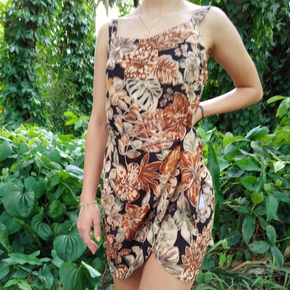 Vintage Sexy Floral Surfer Skater Wrap Dress - Picture 2 of 7